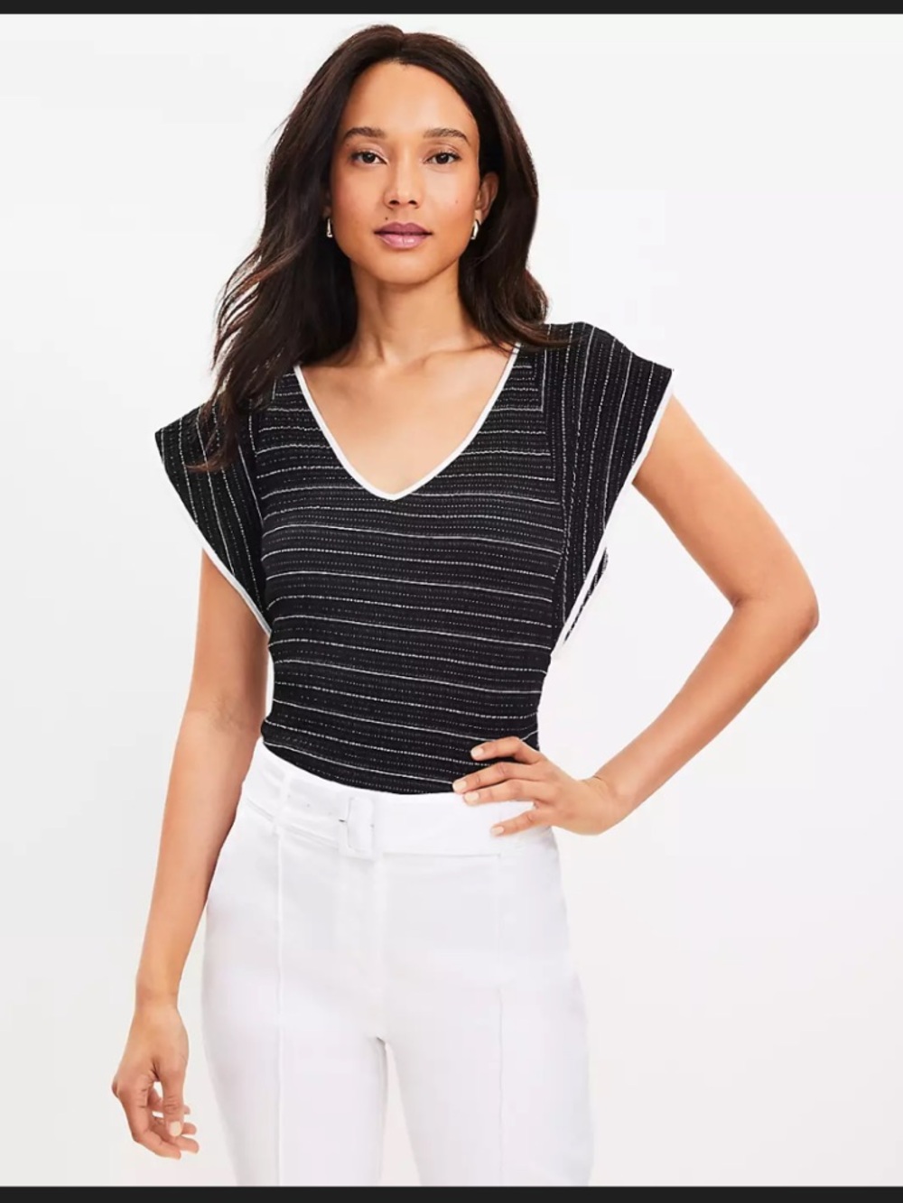LOFT Black V-Neck Blouse